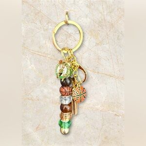 Elegant Boston Celtics Beaded Keychain Purse Bag Charms